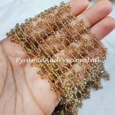 Smoky Quartz Beaded Rosary Chain, 14K Gold Plated Wire Wrapped Chain, Anklets Beads Chain – SELLING BY FOOT